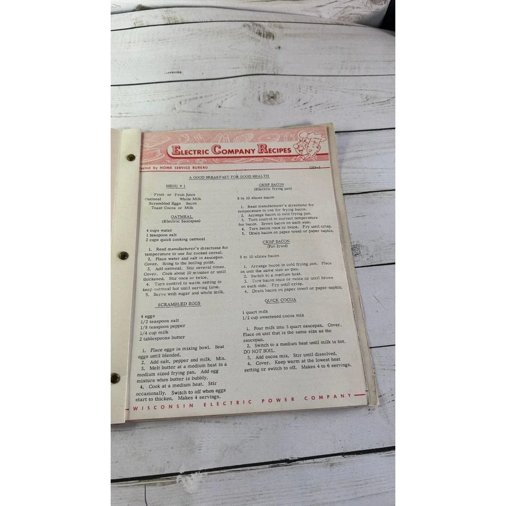 Cooking IS FUN Electric Company Recipes Wisconsin Power Company Vintage Cookbook